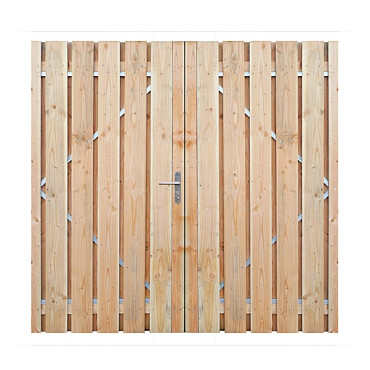 Dubbele poort douglas 180x195 cm (bxh) 2 x 90 cm compleet met 1 slot, bovengrendel en grondgrendel