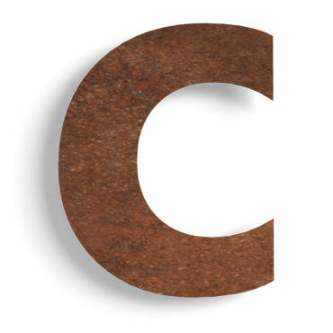 Cortenstaal (plak)huisnummer c - 10cm