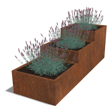 Cortenstaal plantenbak Vierkant Trapmodel III 80 opties=bodemplaat