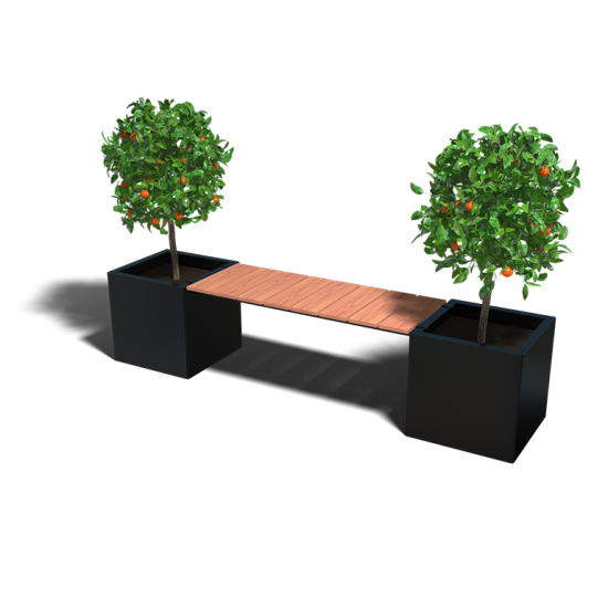 Gepoedercoat staal met Bankje Vierkant-RAL7016  opties=geen bodemplaat