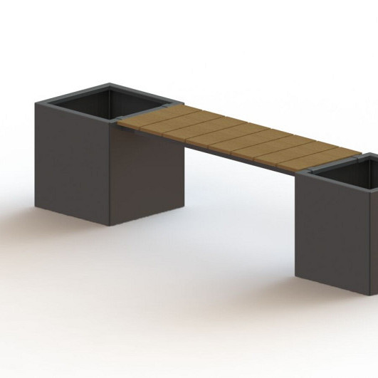 Gepoedercoat staal met Bankje Vierkant-RAL9005  opties=bodemplaat