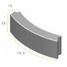 Bochtband 12x25x78,5 R=10 grijs h&d K