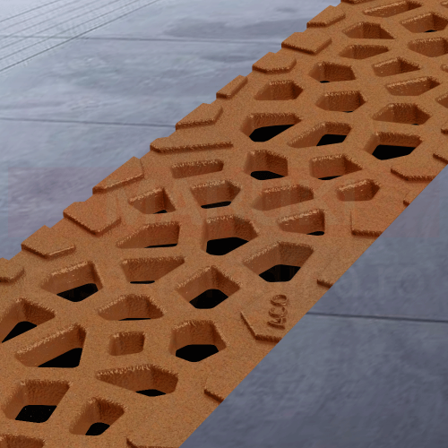 Aco Voronoï rooster gietijzer, L= 500mm Corten