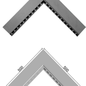 Sleufgoot zwart aluminium Sidedrain/75 binnenhoek 500/500 mm