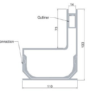 Sleufgoot zwart aluminium Sidedrain/75 1000 mm incl verbindingsstuk
