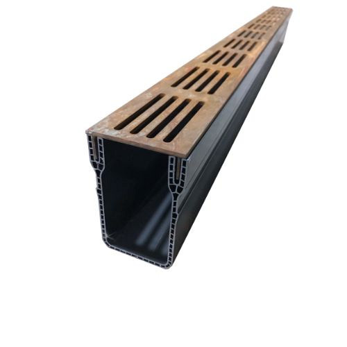 Star Drain kunststof goot met Corten staal rooster 1000mm