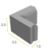 Gazonband hoekstuk 10x20 90º inw. zwart vis