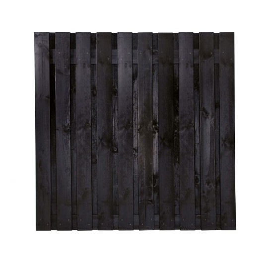 Grenen scherm 21 planks 17 mm - recht zwart 180x180 cm (bxh)