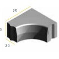Trottoirband hoekblok 18/20x25 90° inw. R=0,3 grijs vis