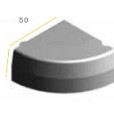 Trottoirband hoekblok 18/20x25 90° uitw. R=0,5 grijs vis