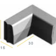 Trottoirband hoek 13/15x25 90 inw. zwart vis