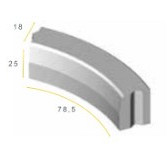 Trottoirband bocht 18/20x25x78,5 8 inw. zwart vis