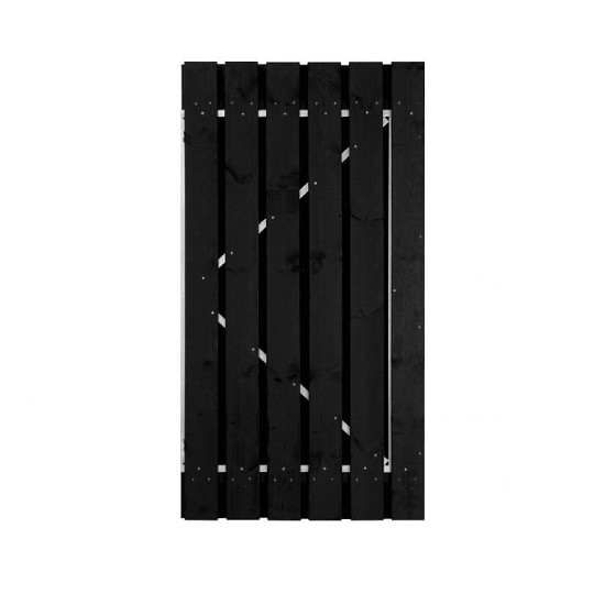 Poort compleet grenen zwart 150 x 195 cm