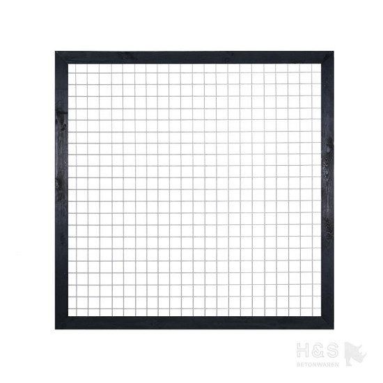 Betonijzer trellis (grenen zwart ombouw) 180 x 180 cm