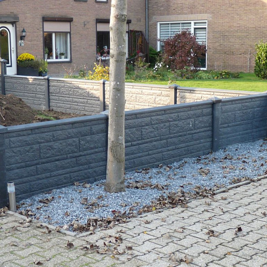 3-sponning paal betonschutting + schroefbus 11,5x11,5x130 (sponning 72 cm) Antraciet