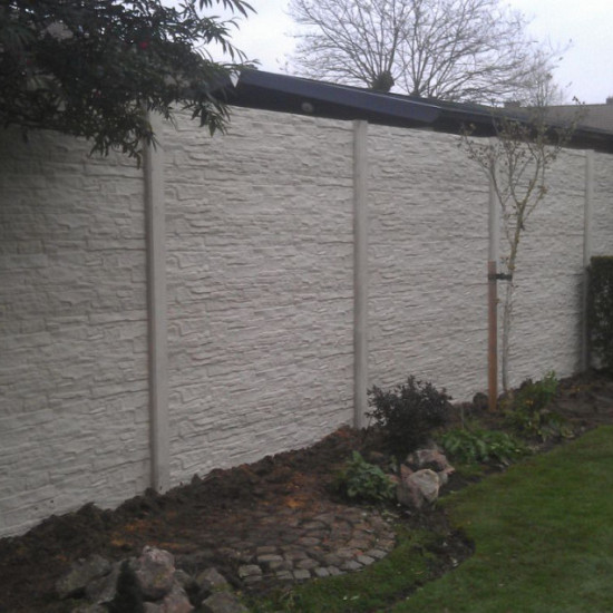 3-sponning paal betonschutting + schroefbus 11,5x11,5x130 (sponning 72 cm) Grijs*