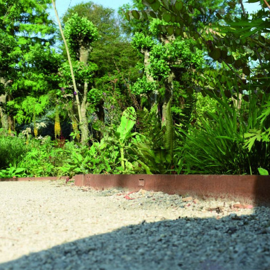 Randbegrenzing COL-MET Corten ongecoat 3 mm, 225 x 10,2 cm incl. 3 pennen (prijs per m¹)