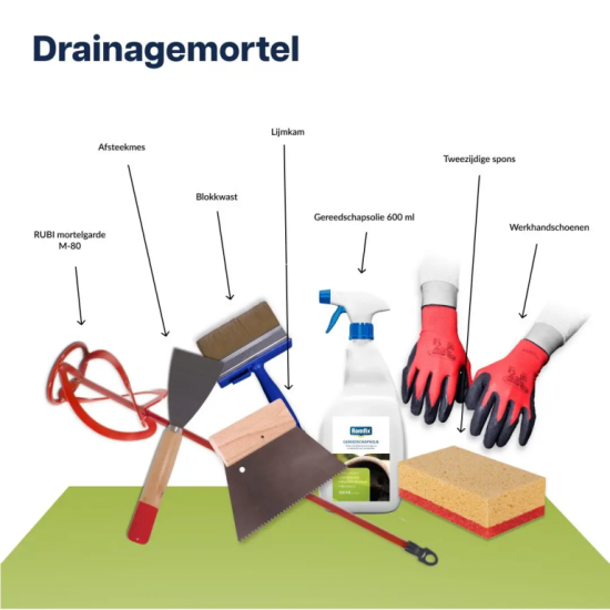 Werk (Start) pakket t.b.v. drainagemortel