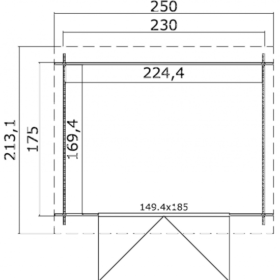 Tuinhuis Indi 175 230x175 (bxd) onbehandeld