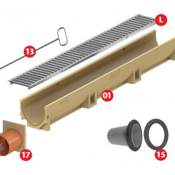 Aco Euroline goot L=500mm, incl verzint rooster (polymeerbeton)