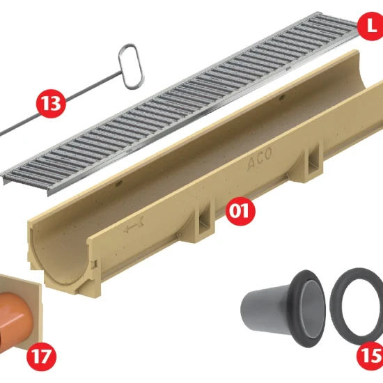 Aco Euroline goot L=1000mm incl. 2x Gietijzer sleufrooster (50 cm)