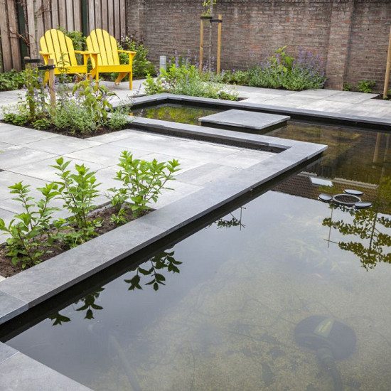 Afdekplaat / vijverrand Blue moon honed linea hoek 50/50x30x3 - maandprijs