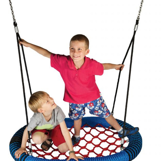 nestschommel 'oval pro' - d: 1200 mm - rood/blauw-zwart zebra/zwart