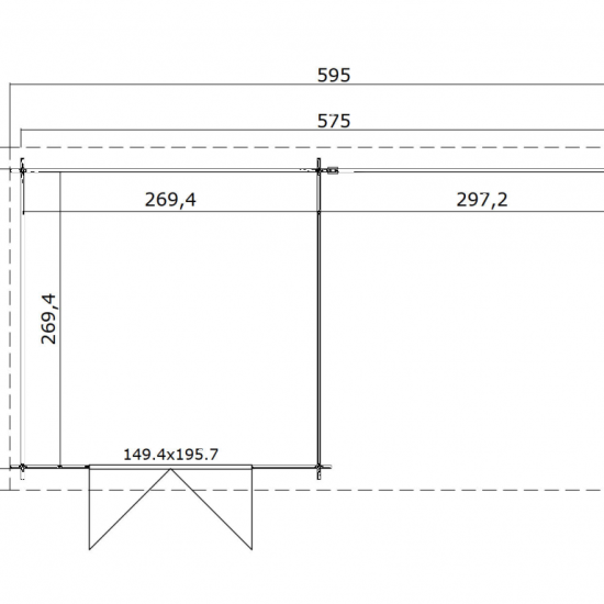 Tuinhuis Fraya 570x275 (bxd) Onbehandeld