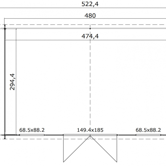 Tuinhuis Udo 300 480x300 (bxd) Onbehandeld