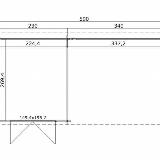 Tuinhuis Sunniva 570x275 (bxd) Onbehandeld