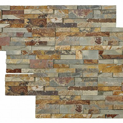 Fixwall Multicolor slate naturel 5-rijen hoek