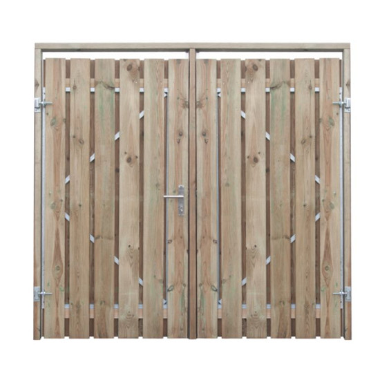 Dubbele poort grenen (compleet met 1 slot, bovengrendel en grondgrendel) 180 x 195  (2 x 90) (bxh)