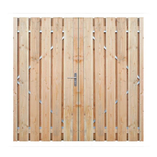 Dubbele poort douglas 180x195 cm (bxh) 2 x 90 cm compleet met 1 slot, bovengrendel en grondgrendel