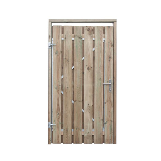 Poort compleet grenen (muurbalk, slot, deurkruk)  90 x 195 cm (bxh)