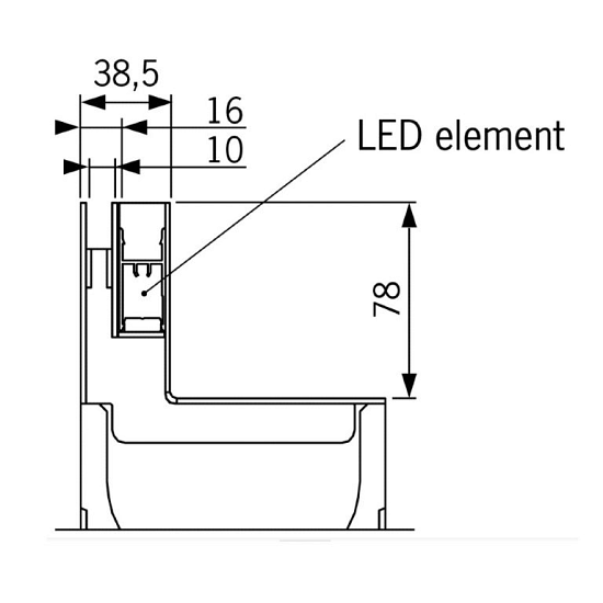 Euroline goot + LEDline RVS rooster 100 cm