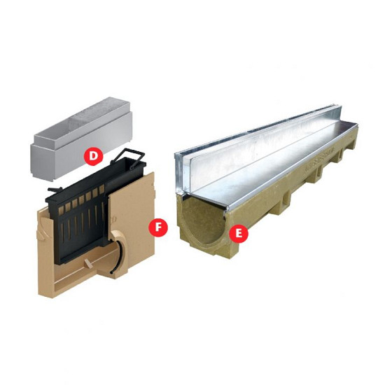Euroline goot + LEDline RVS rooster + vuilvanger 50 cm