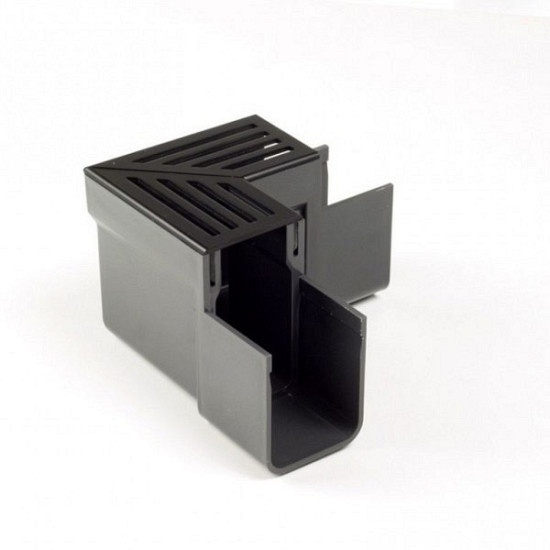 ACO Slim-Line hoekstuk, zwart aluminium design rooster