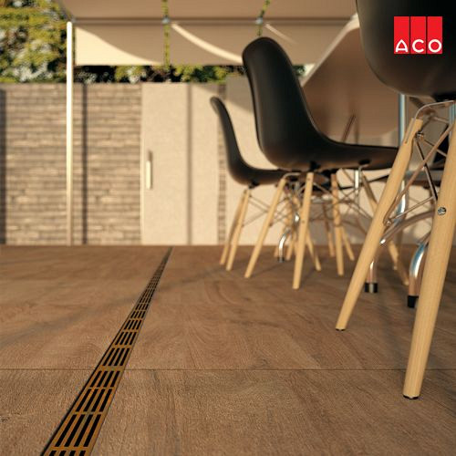 ACO Slim-Line 100 cm + Corten designrooster