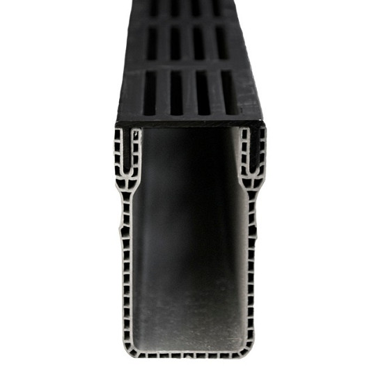 ACO Slim-Line 100 cm watergoot incl.  zwart aluminium design rooster