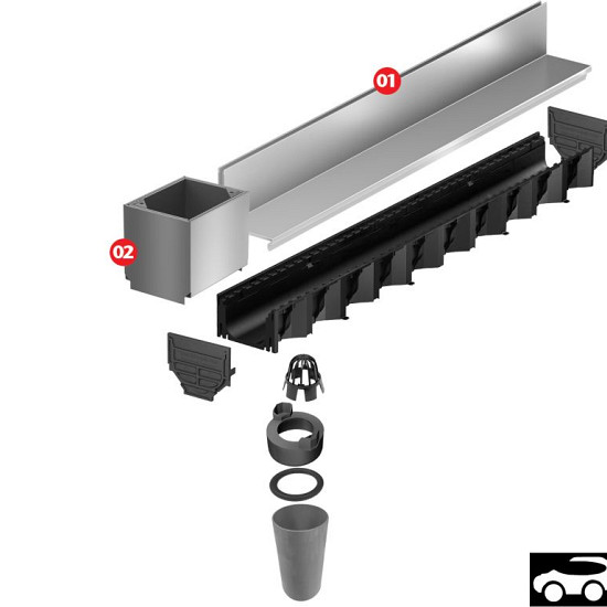 Slotline opzetelement + inspectie RVS 100 cm