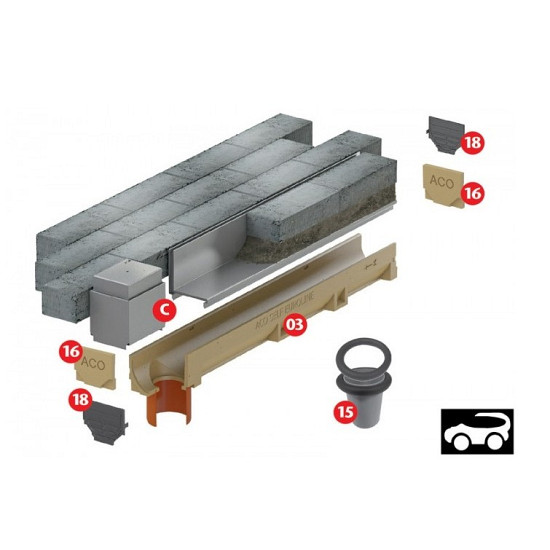 Slotline opzetelement + inspectie RVS 100 cm
