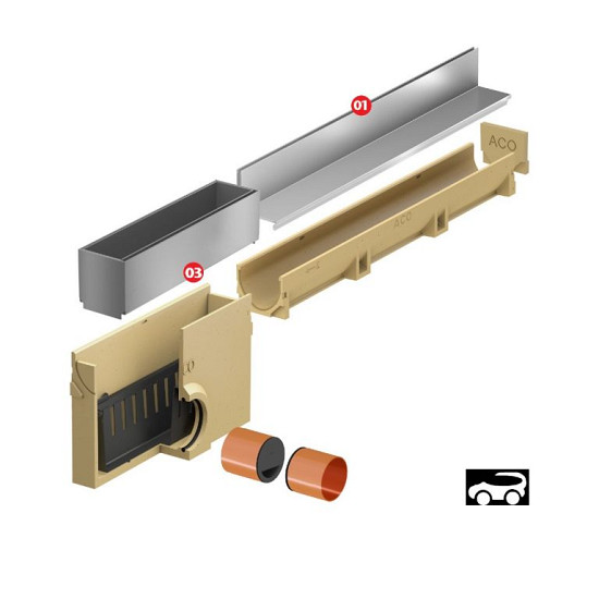 Slotline opzetelement + inspectie RVS 50 cm