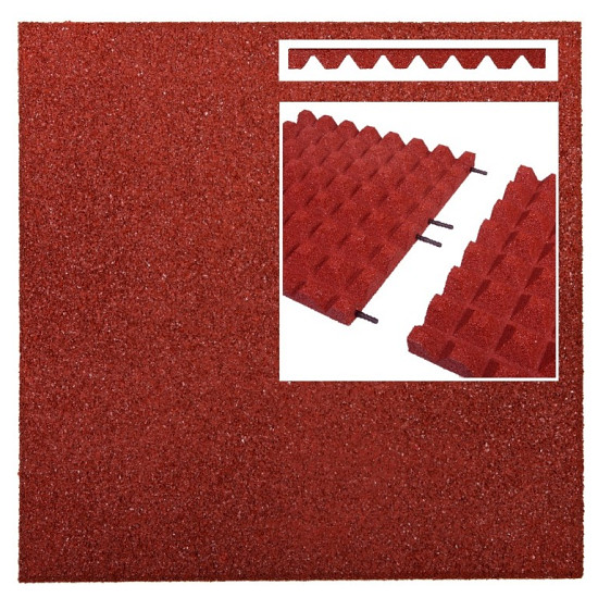 Rubbertegel 50x50x4 rood