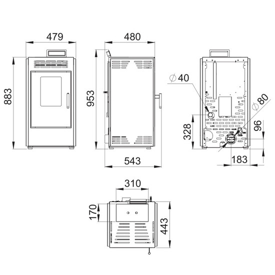 Tuin/Terras Haard Boreal 9 zwart - pelletmodel vrijstaand