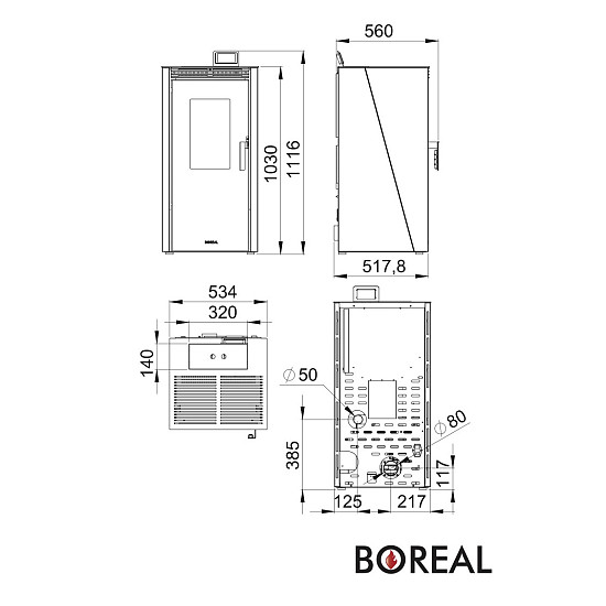 Tuin/Terras Haard Boreal 12 grijs - pelletmodel vrijstaand