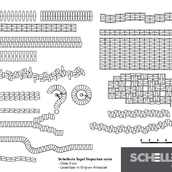 Trapezium tegel 120x60/30x8 cm Antraciet