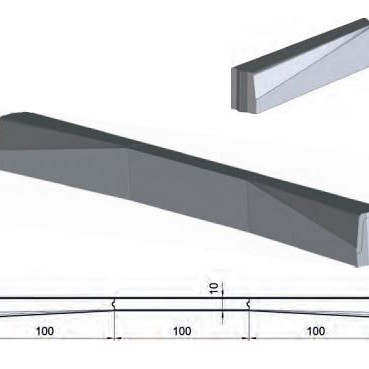 Trottoir verloopband 13/15x20-10x20 links grijs vis/h&d