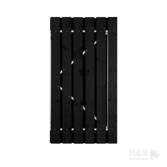 Poort compleet grenen zwart 110 x 195 cm
