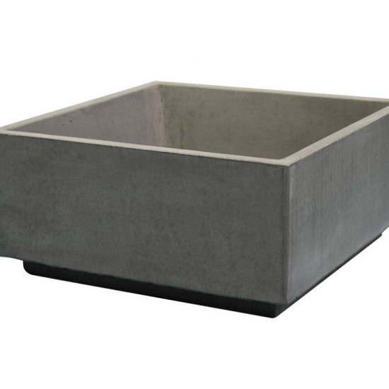 Plantenbak 75x75xH35 Antraciet glad vierkant + voet 5 cm