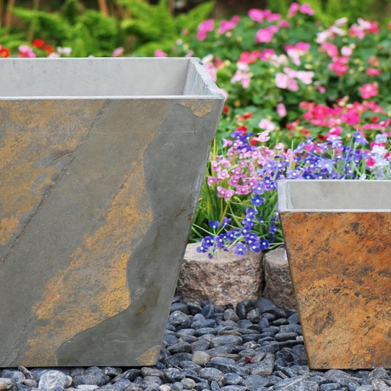 Bloembak Low taper 45cm rusty slate